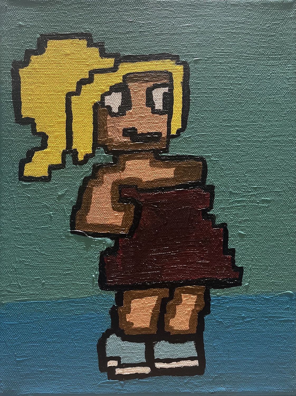 Christian Bates, Acrylic on Canvas, &#39;Pixel Girl&#39;