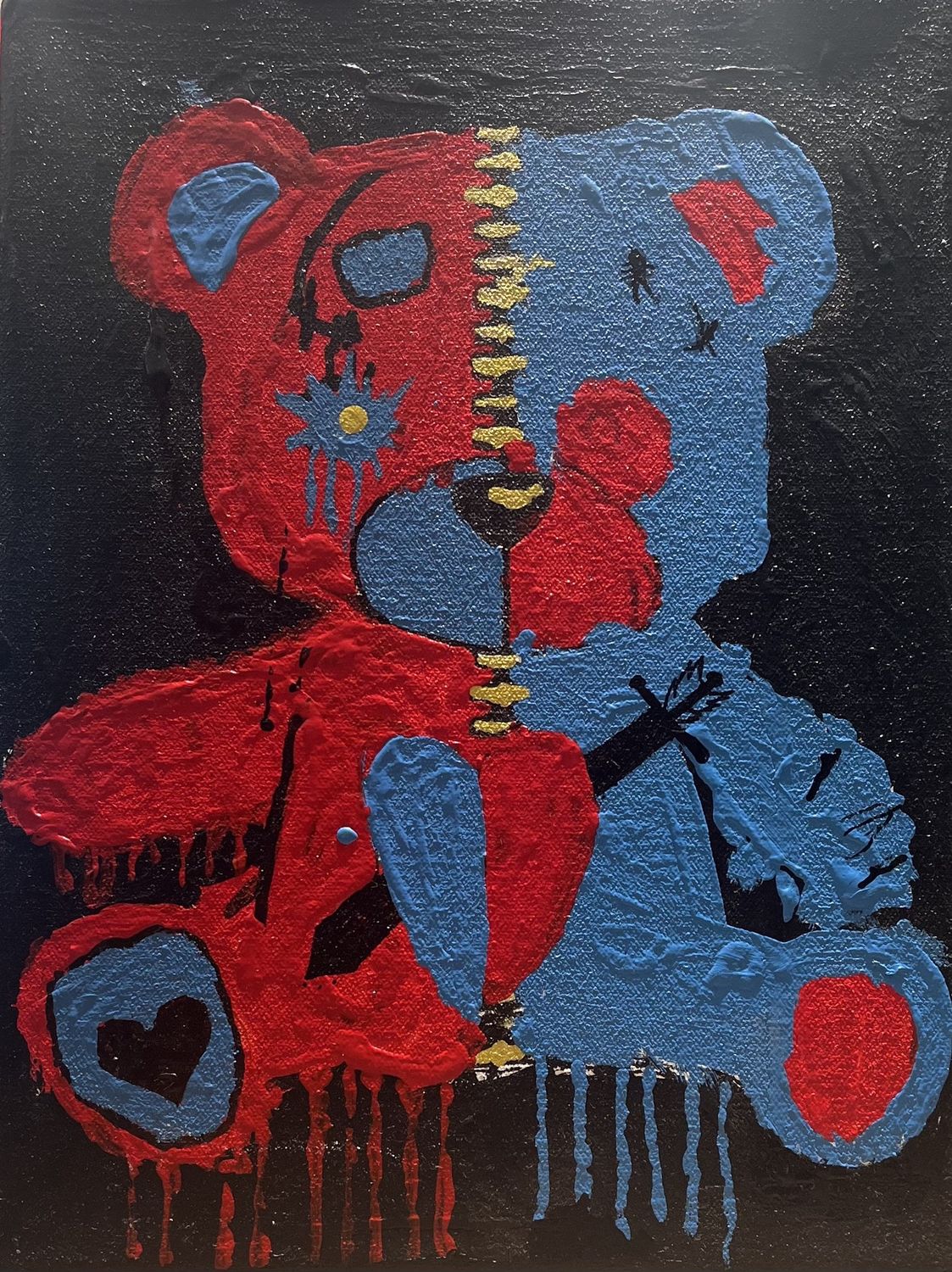 Dionysia Sanchez, Acrylic on Canvas, &#39;Bear of Blue and Red&#39;