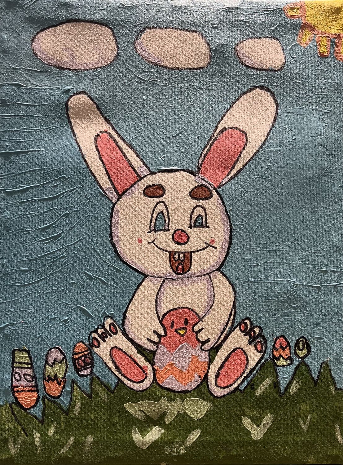 Jordan Satterfield, Acrylic on Canvas, &#39;Expressive Easter Bunny&#39;