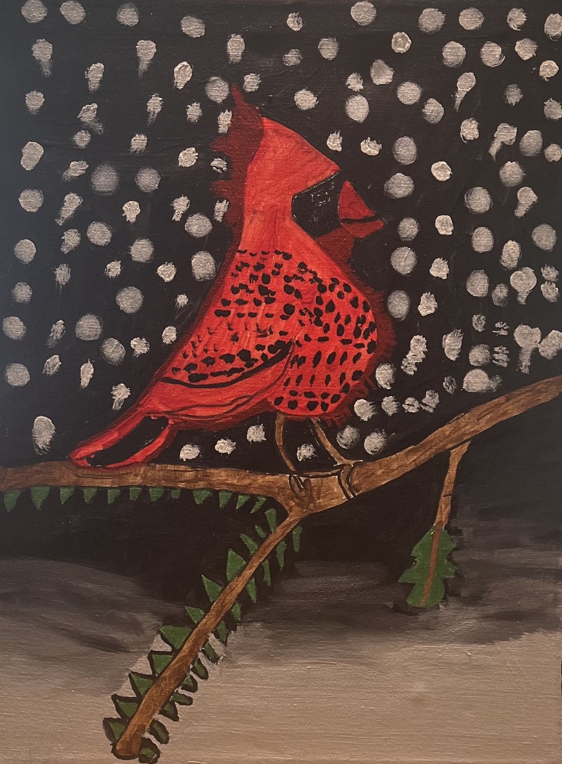 Saul Ray, Acrylic on Canvas, &#39;Calm Cardinal&#39;