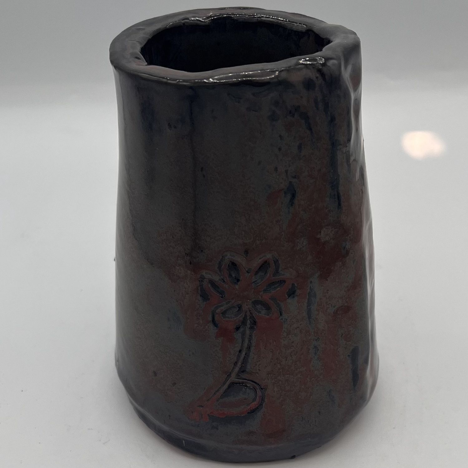 Meredith Bokeno, Ceramic Vase, Dark Floral Design