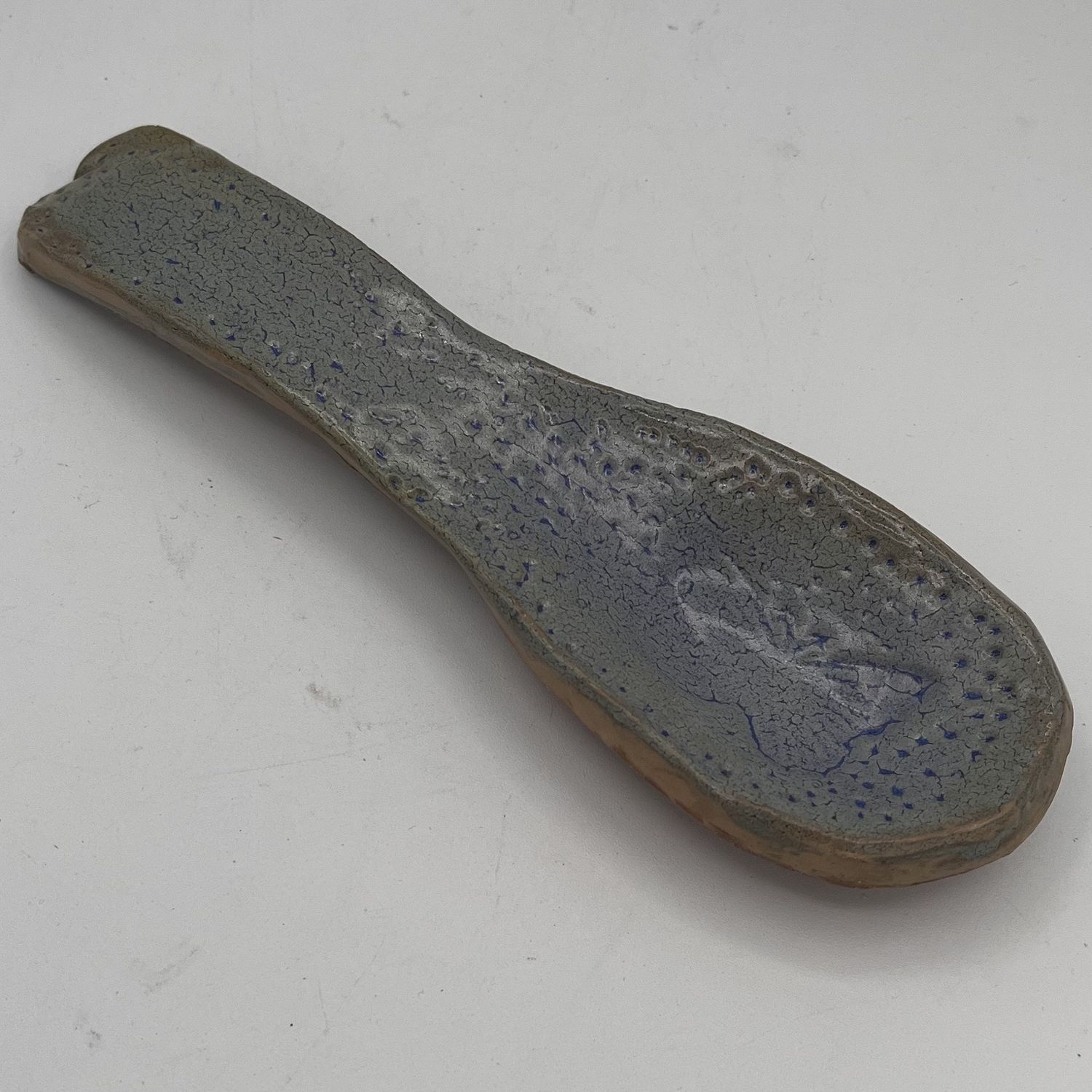 Kara Burgdorf, Ceramic Spoon Rest, Blue Butterfly Design