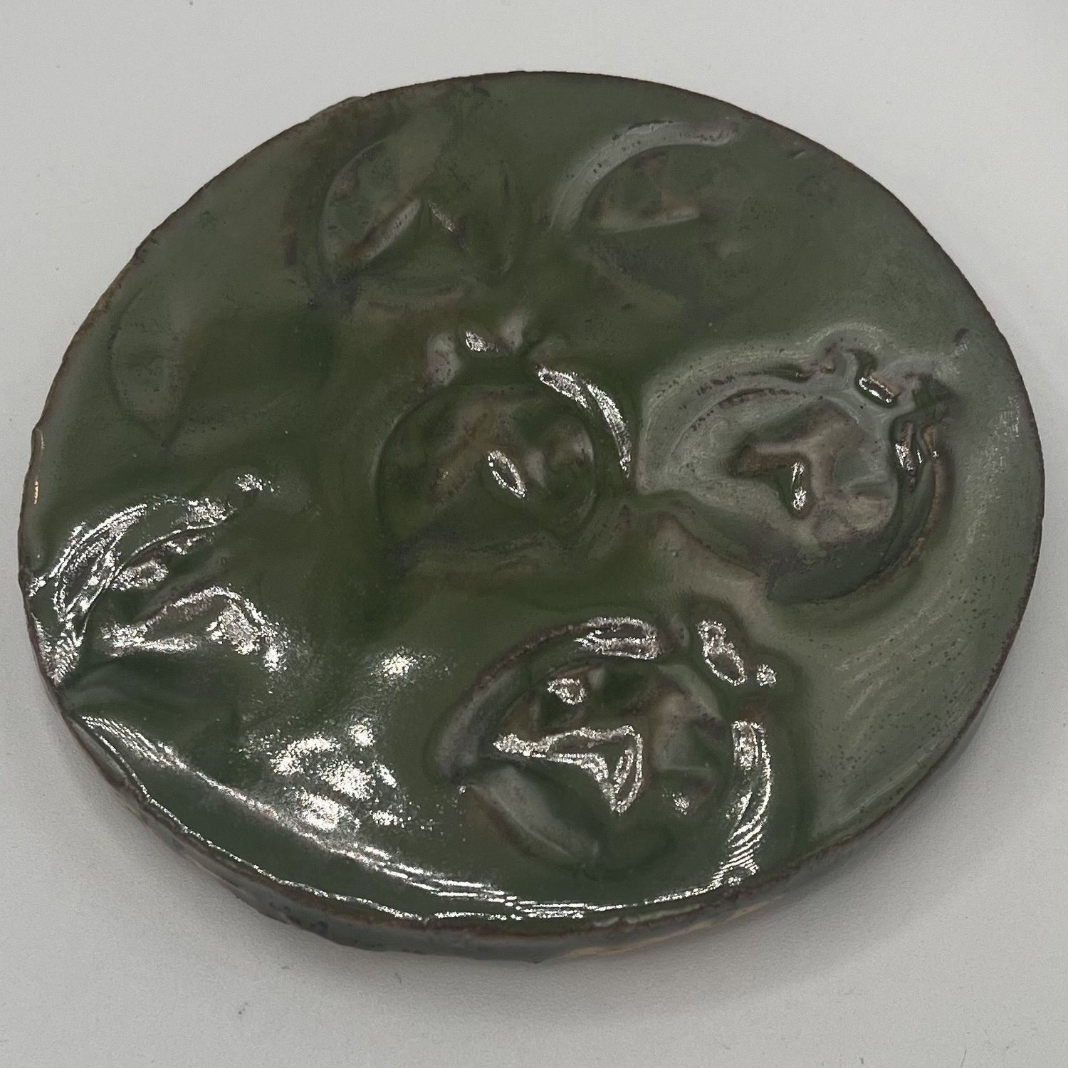 Katie Albers, Ceramic Coaster, Green Ladybugs 1