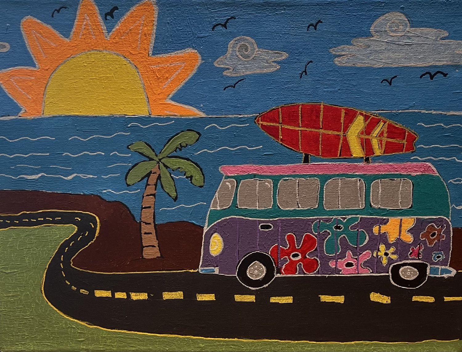 Courtney Malone, Acrylic on Canvas, &#39;Day Trip to the Beach&#39;