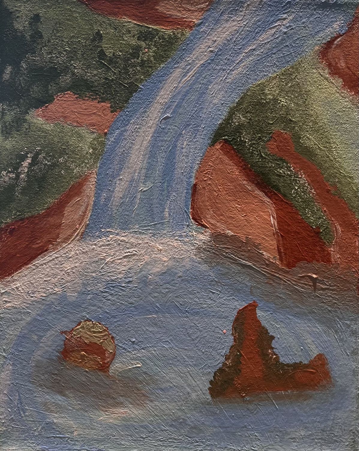 James Egan, Acrylic on Canvas, &#39;Water Falling into the Rocks&#39;