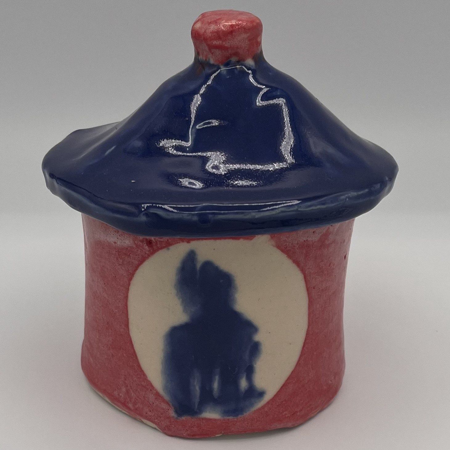 Bobbie Jo Robinson, Ceramic Container, Hamilton in Red and Blue