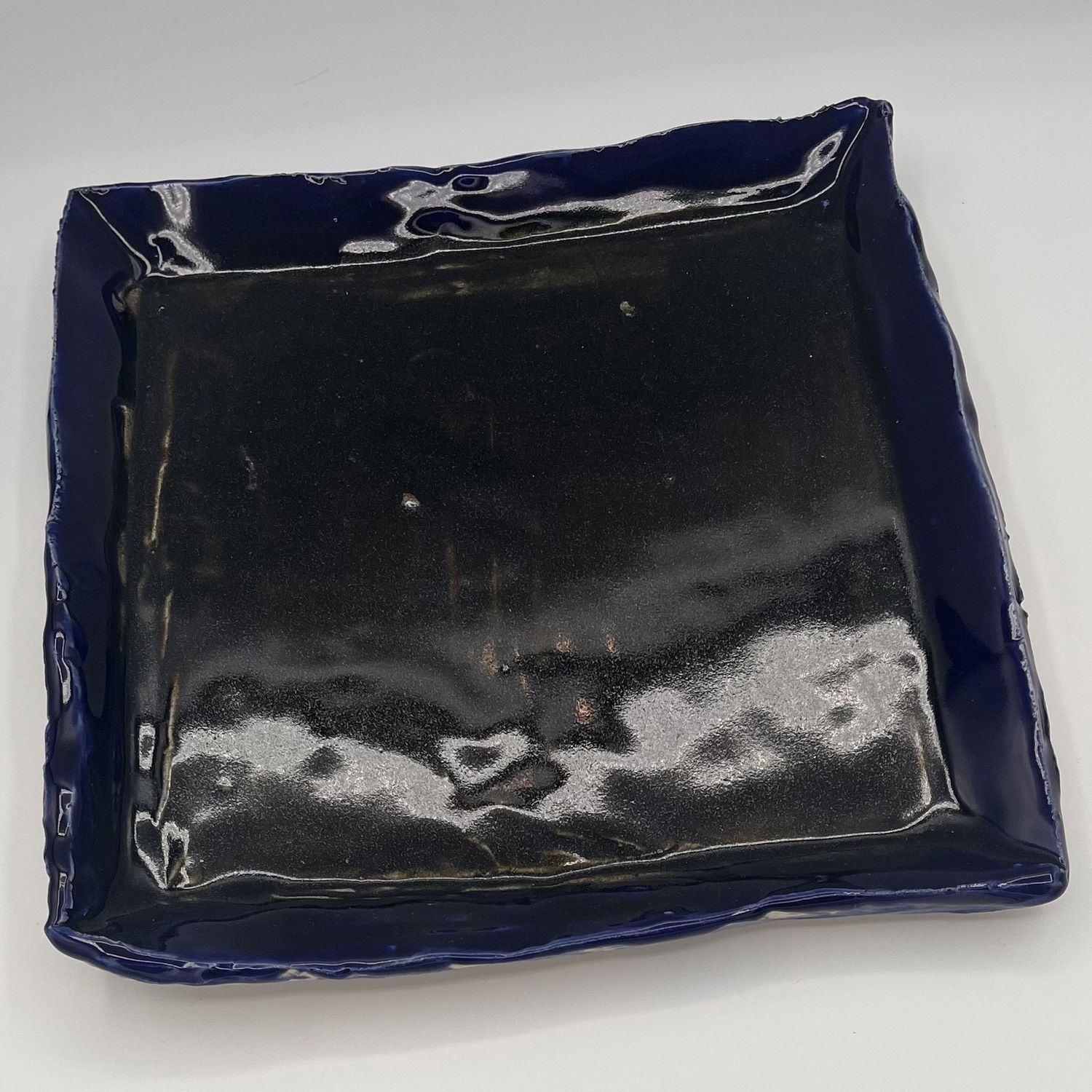 Rebecca Reed, Ceramic Plate, Dark Blue Square