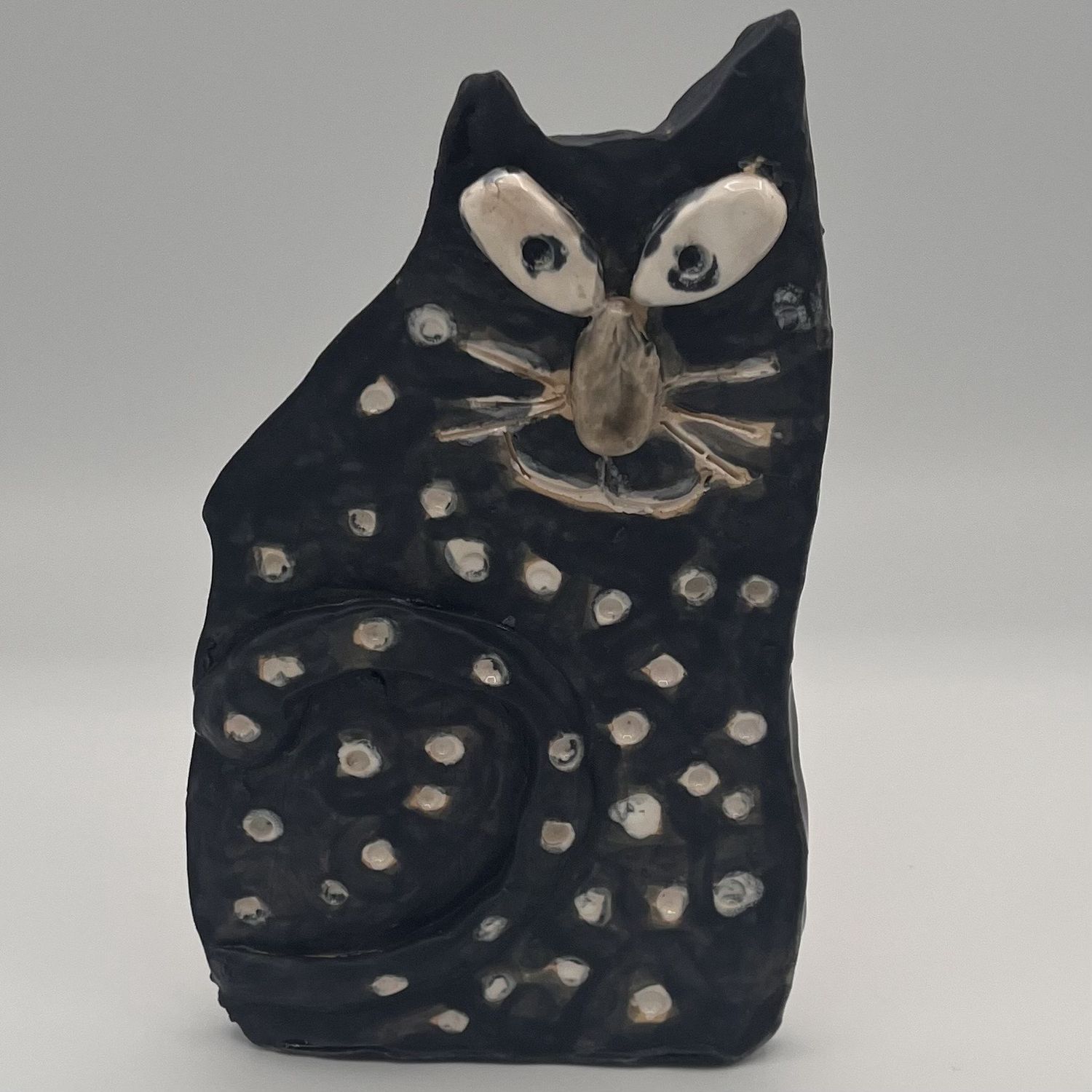 Tammy McCammon, Ceramic Figurine, Black and White Cat