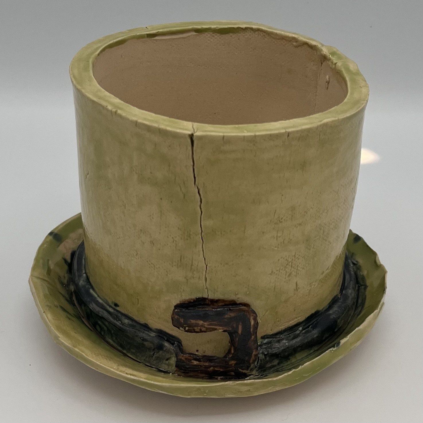 Andrea Walker, Ceramic Planter, Green Top Hat