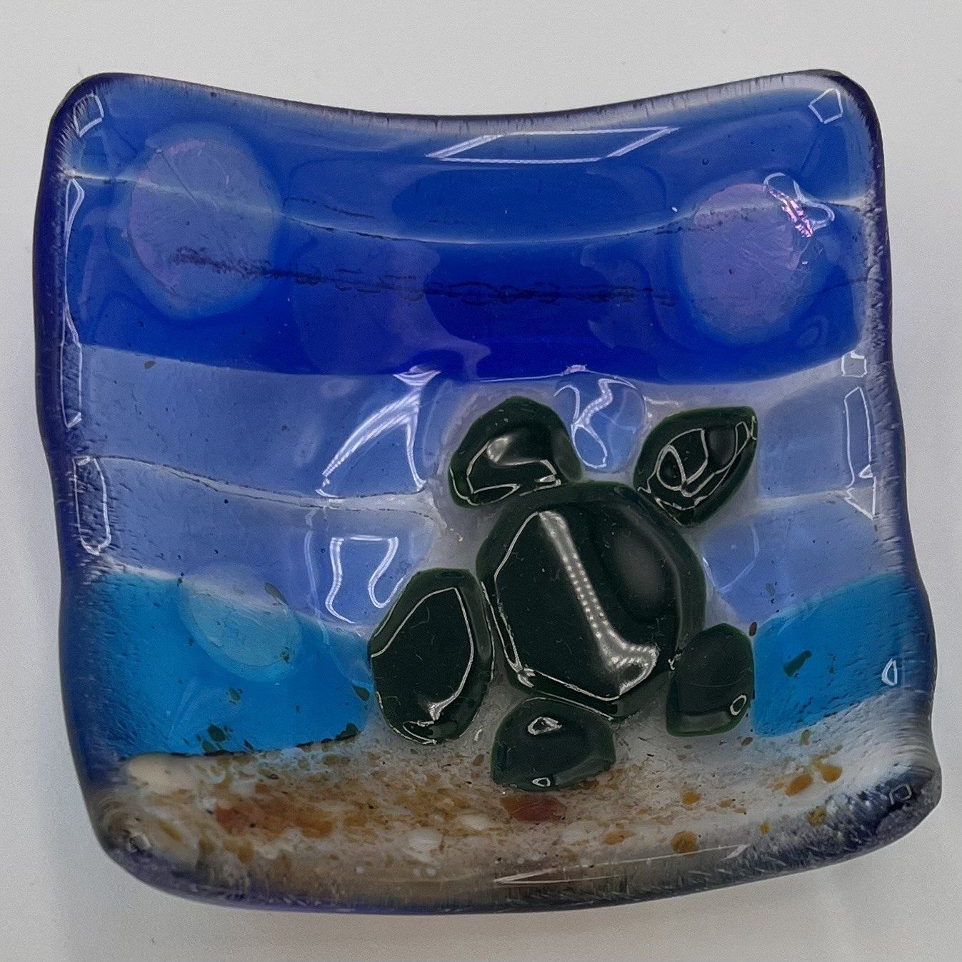 Jordan Satterfield, Fused Glass Ring Dish, Turtle on the Beach