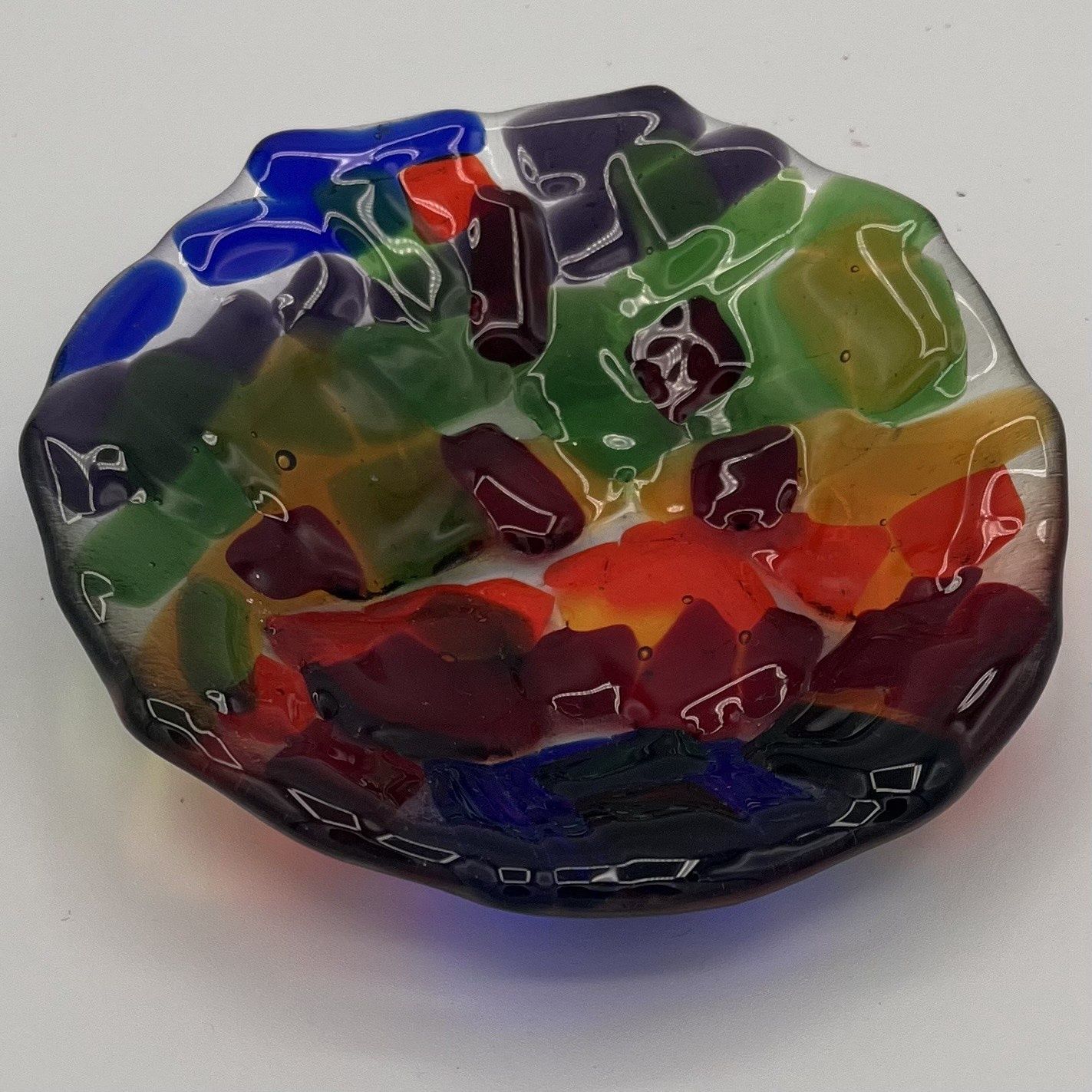 Erica Hasler, Fused Glass Dish, Colorful Chunks