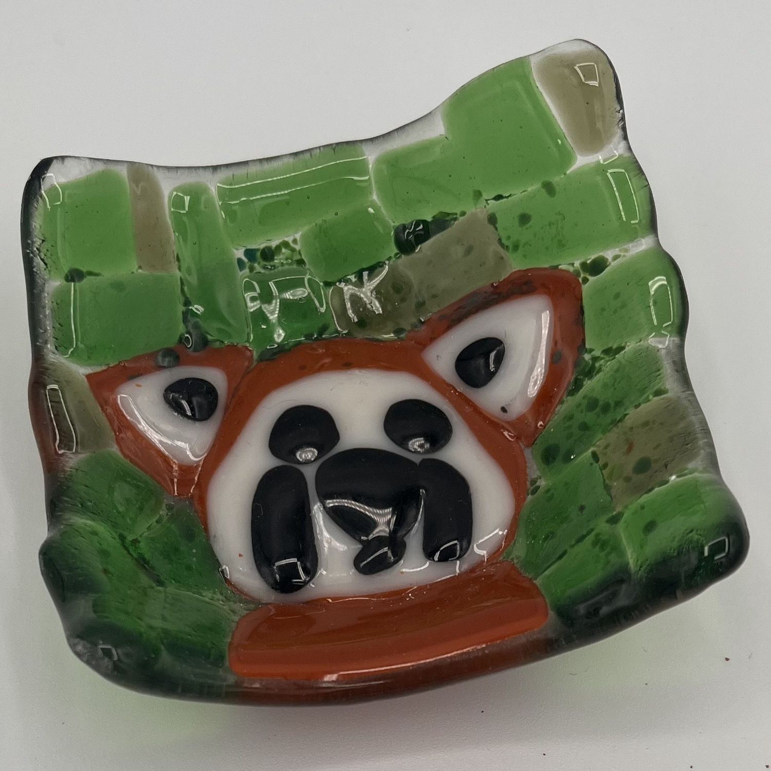 Sarah Alward, Fused Glass Ring Dish, Red Panda