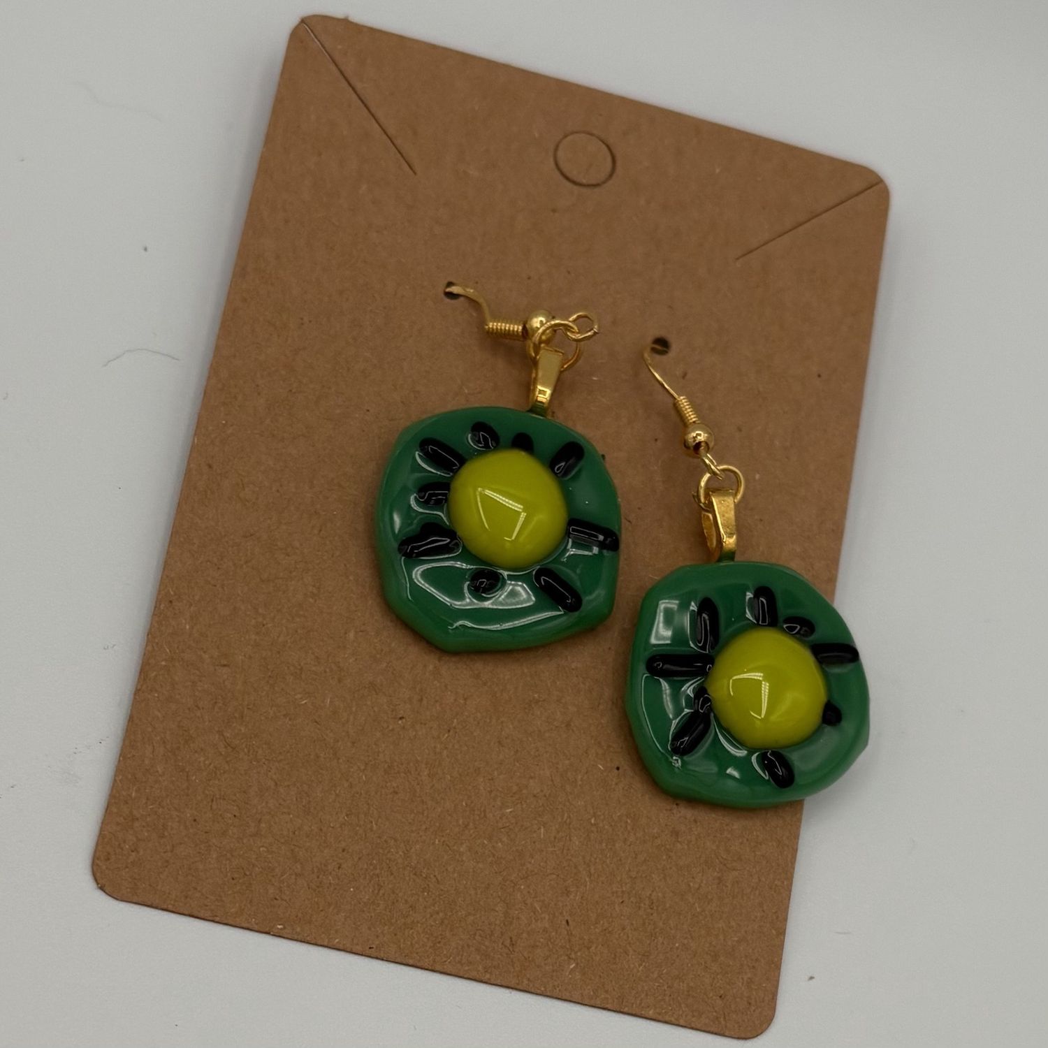 Kara Burgdorf, Fused Glass Earrings, Kiwis