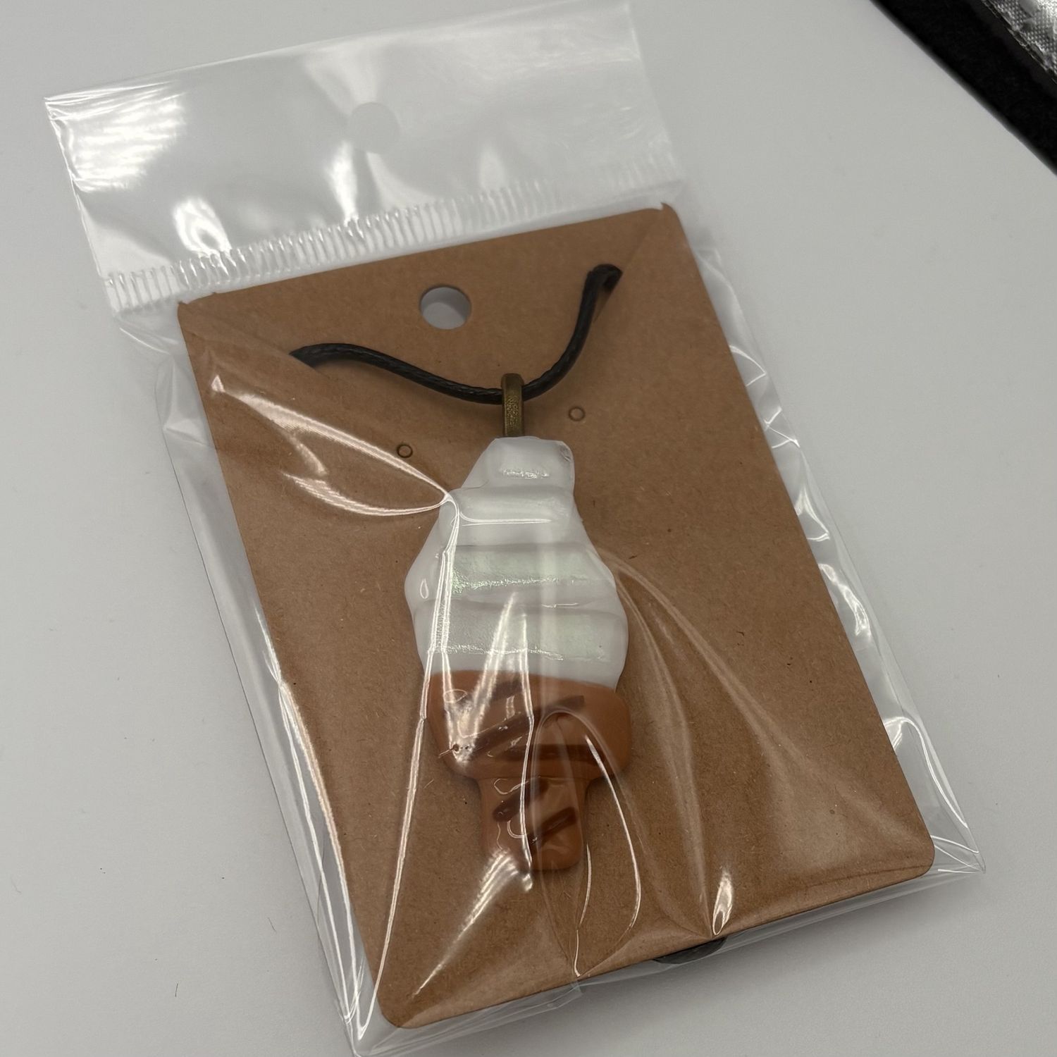 Nathan Strother, Fused Glass Pendant, Vanilla Ice Cream Cone