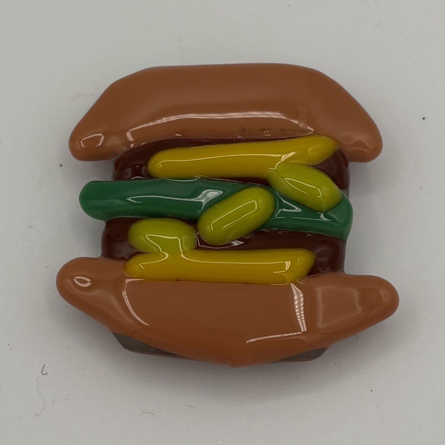 Nathan Strother, Fused Glass Magnet, Cheeseburger