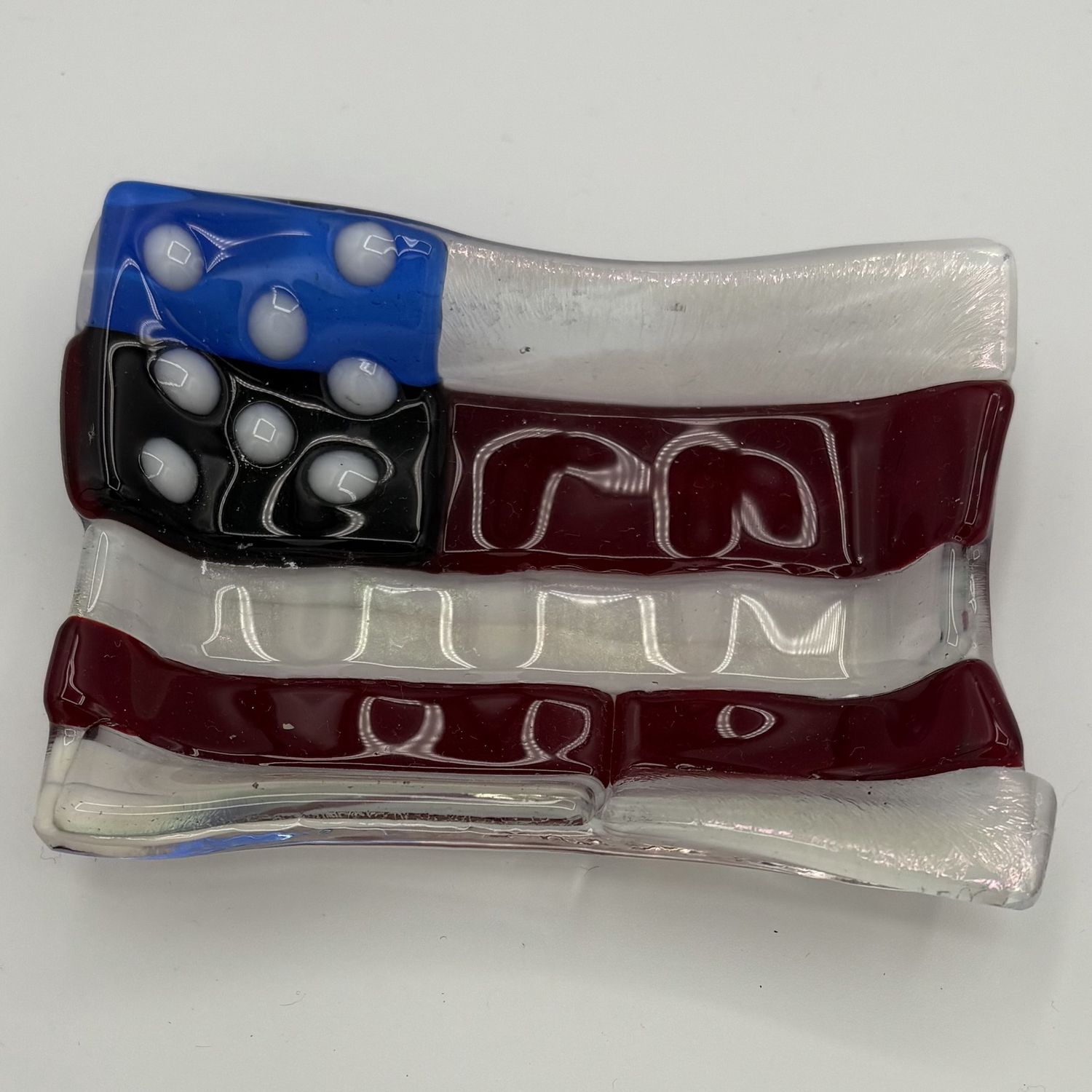 Amy Thompson, Fused Glass Soap Dish, American Flag