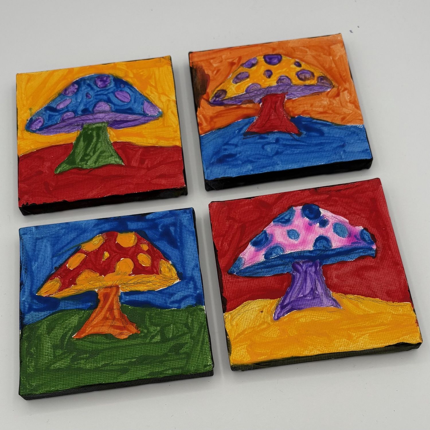 Liz Pfeiffer, Acrylic Painting Set, &#39;Vibrant Mushrooms&#39;