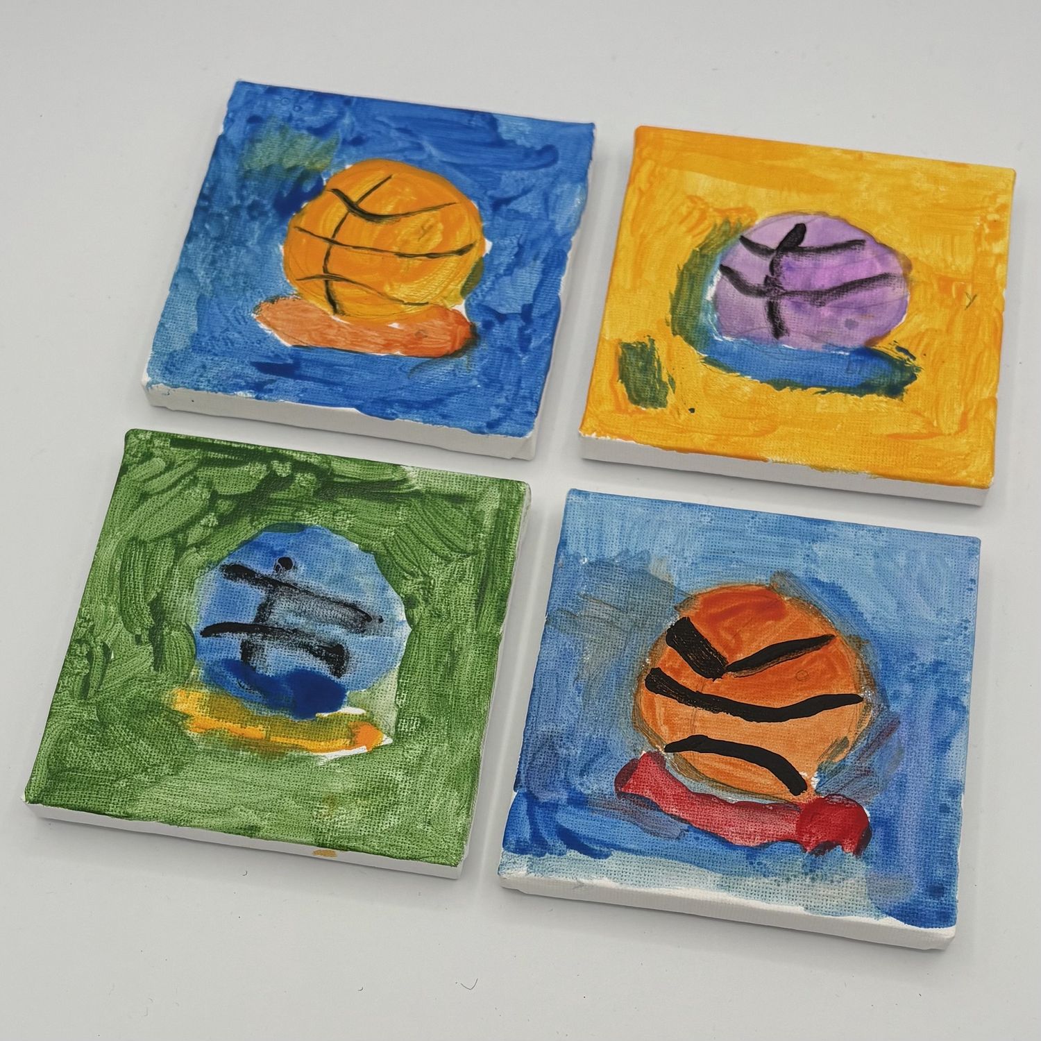 Evan Pohlman, Acrylic Painting Set, Colorful Basketballs