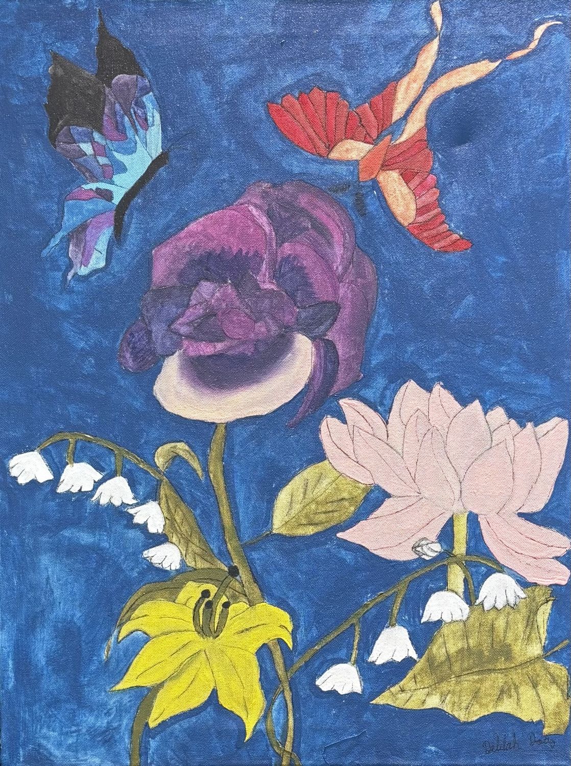 Delilah Doty, Acrylic on Canvas, &#39;Floral Friends&#39;