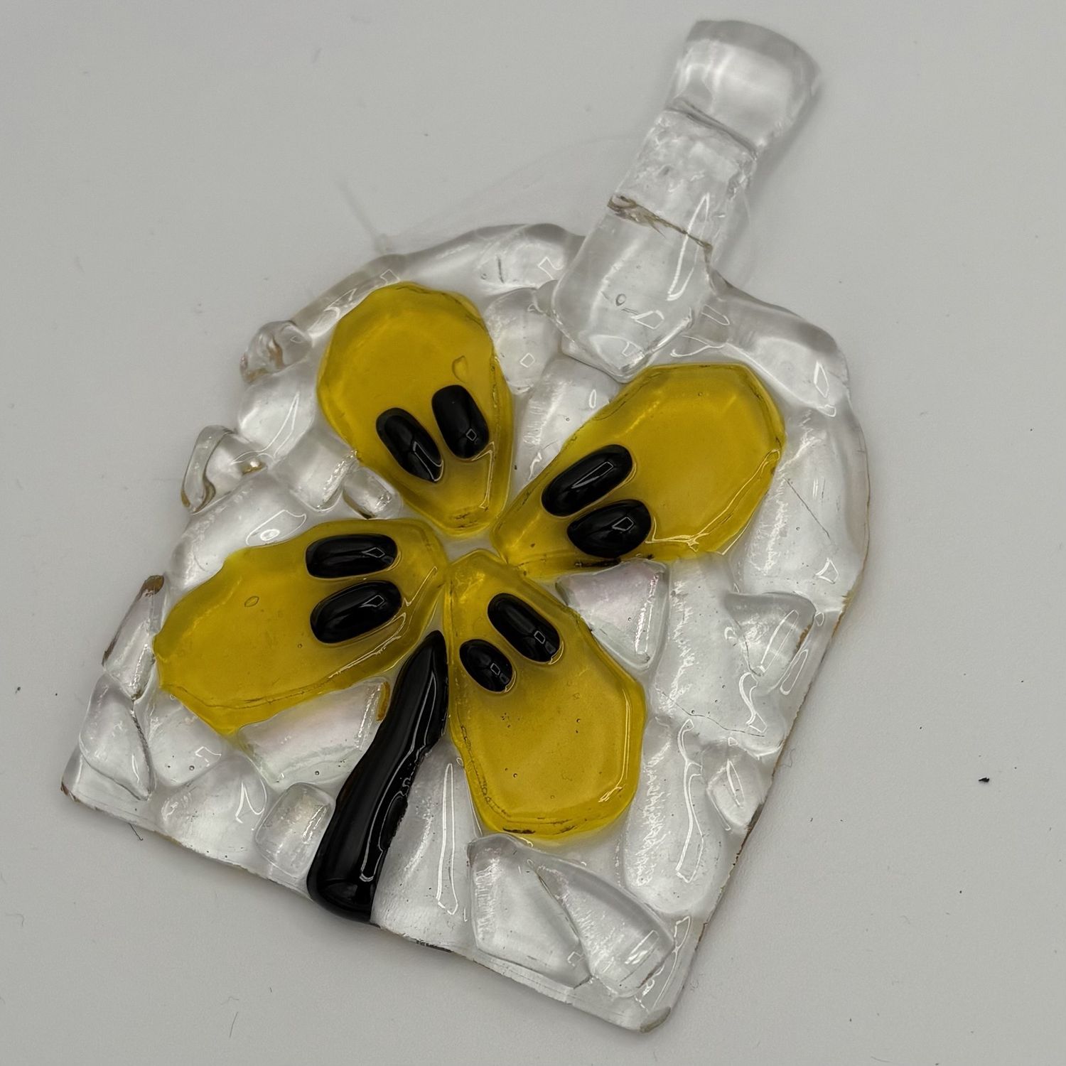 Adam Gibbemeyer, Fused Glass Suncatcher, Yellow and Black Flower