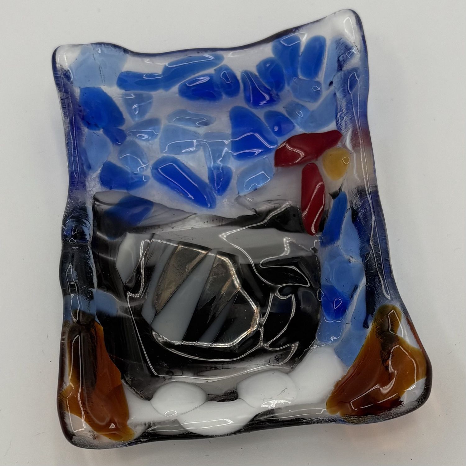 Mark Hodge, Fused Glass Soap Dish, Chicken