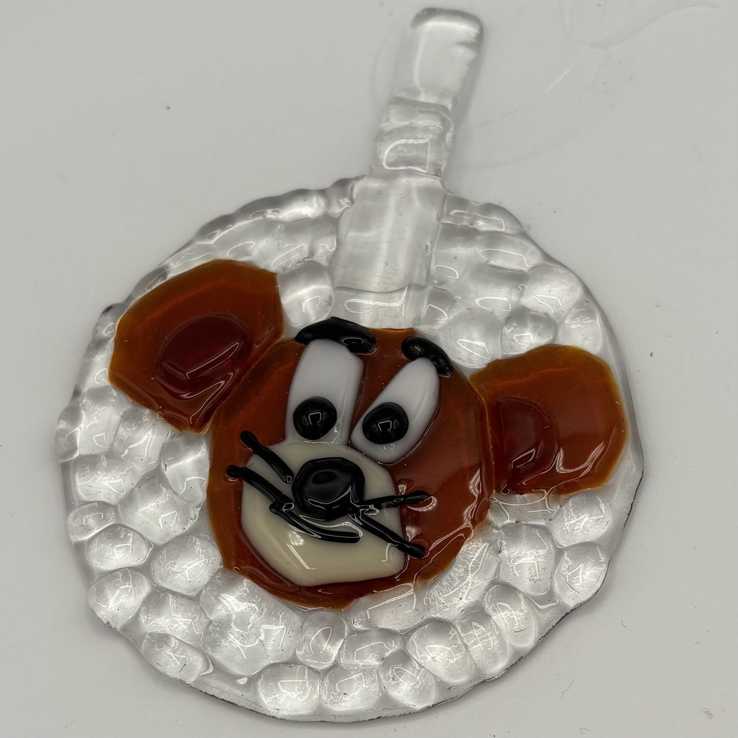David Patrick, Fused Glass Suncatcher, Brown Mouse