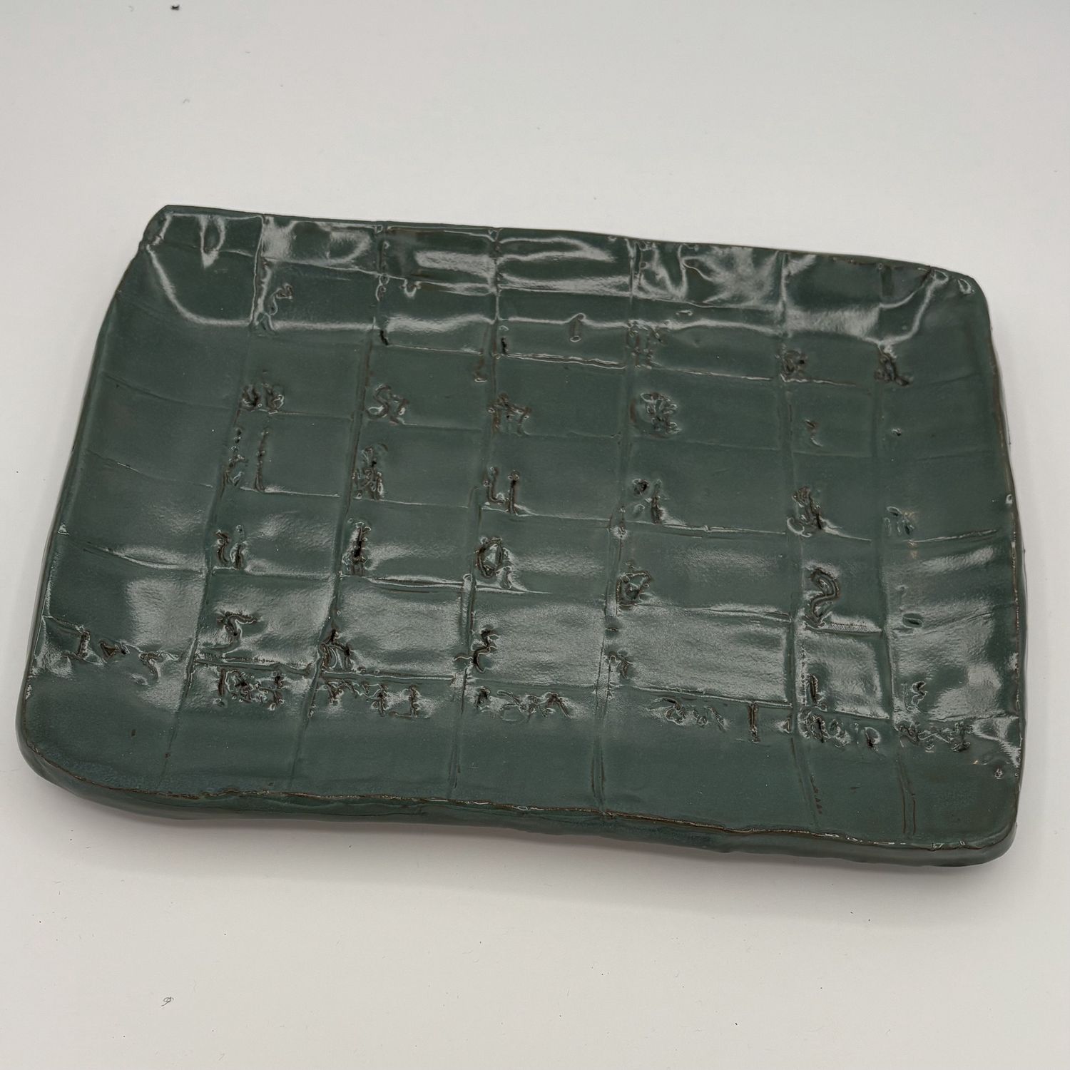 Gabby Adams-Hubbard, Ceramic Dish, Teal Letters