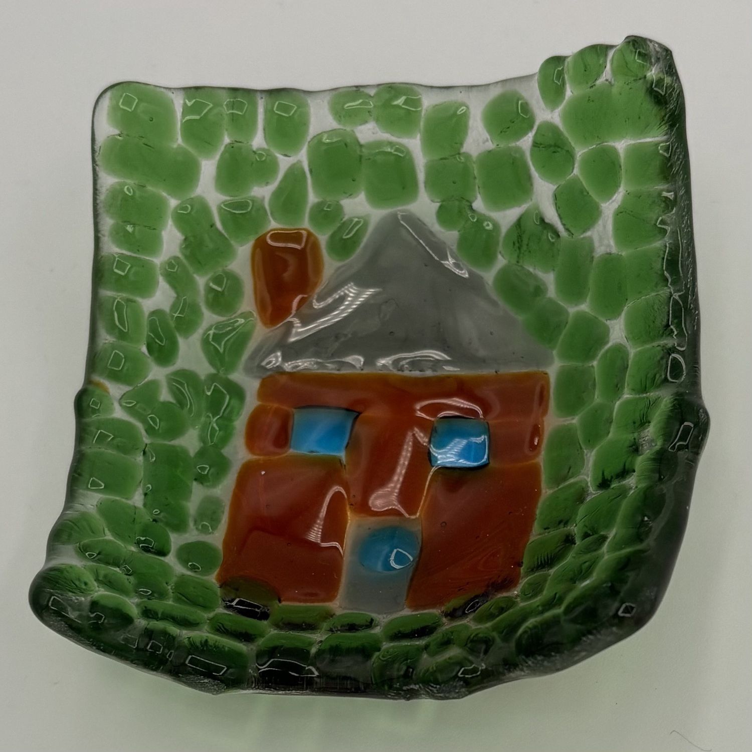Tammy McCammon, Fused Glass Ring Dish, Brown House