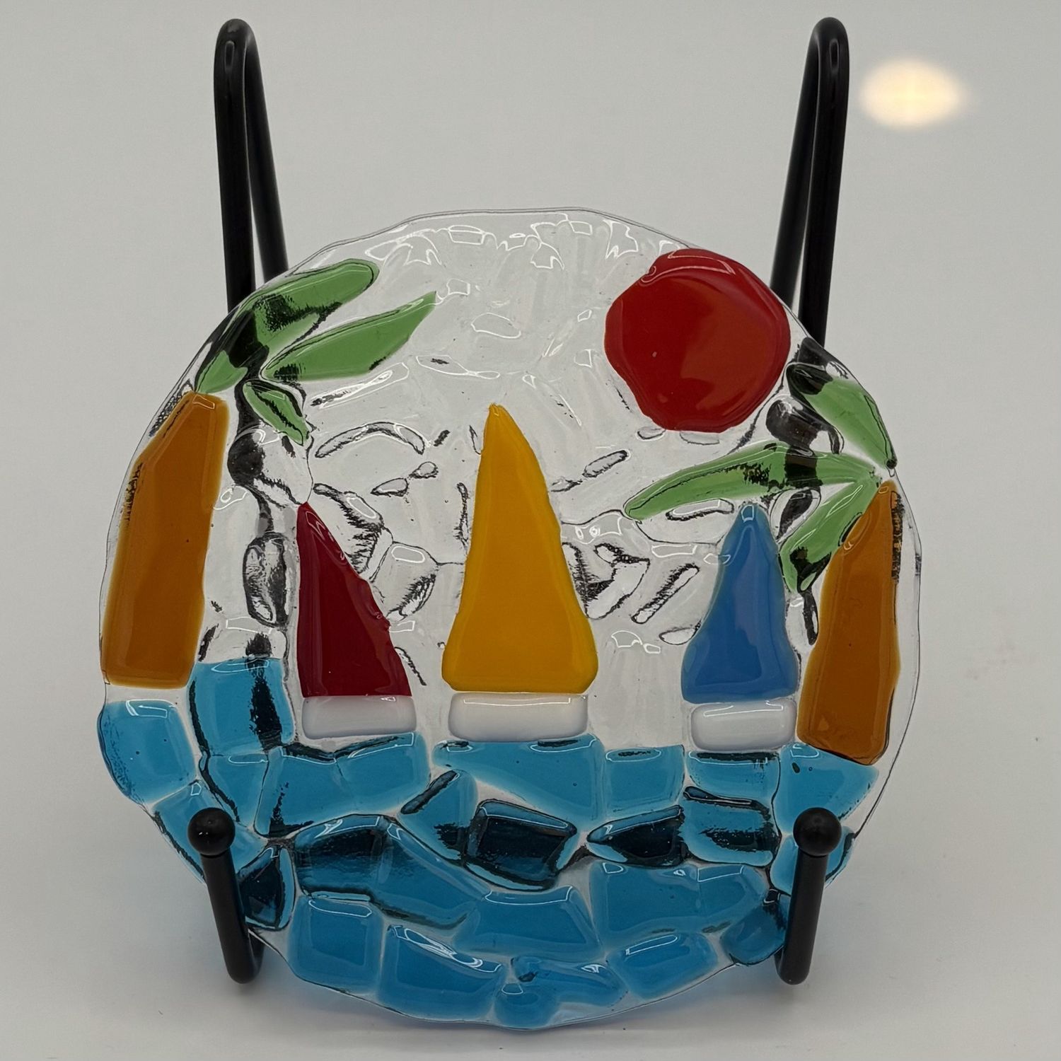 Joey Buschelman, Fused Glass Stand Piece, Buildings by the Ocean