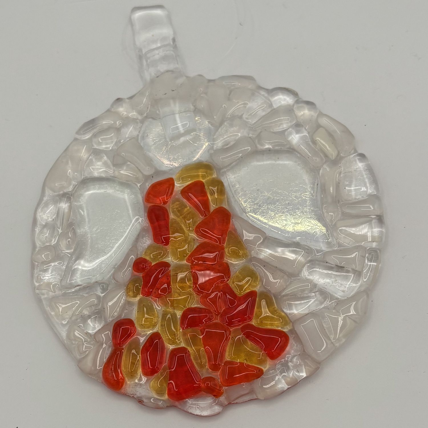 Tammy McCammon, Fused Glass Suncatcher, Orange and Yellow Angel
