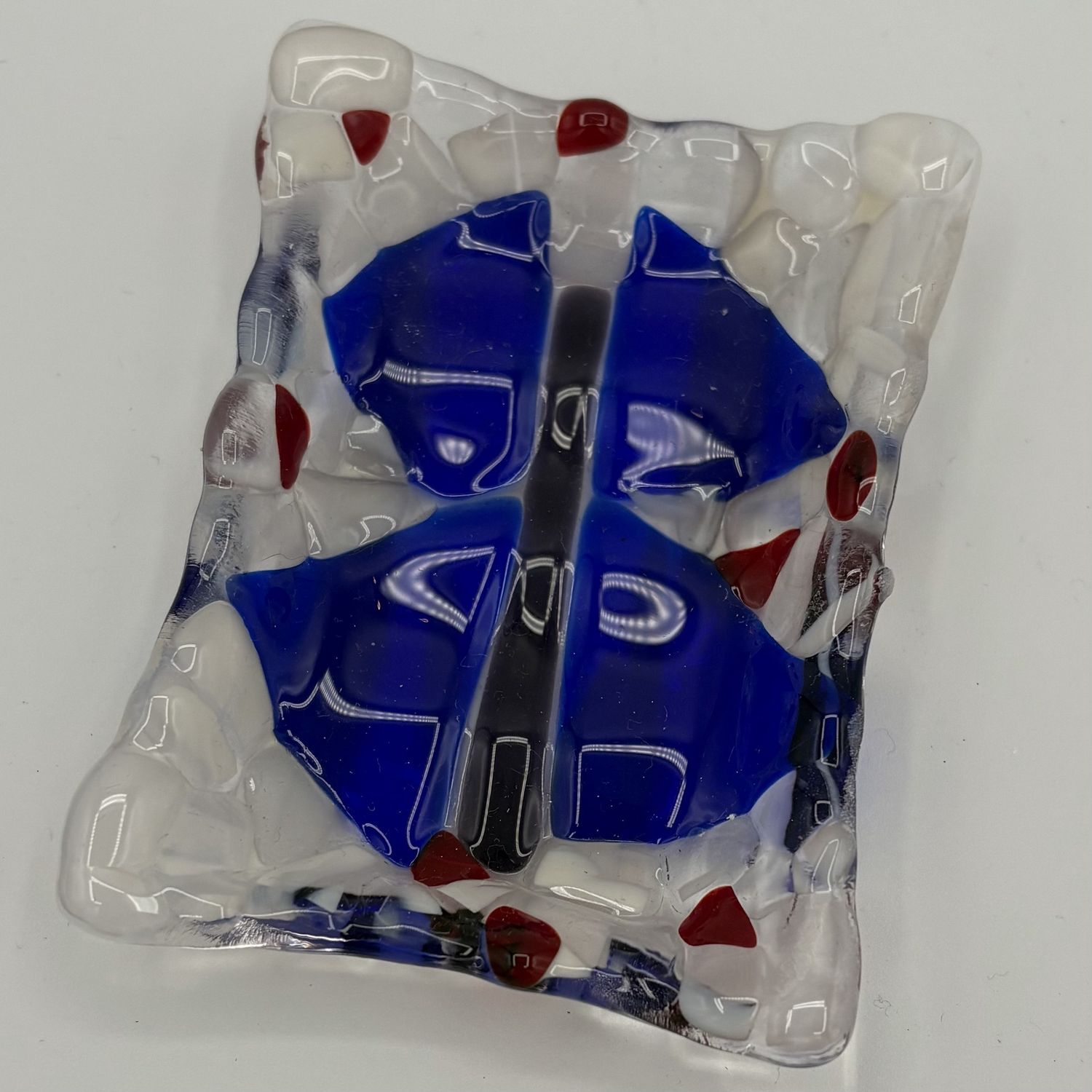 Erin Williams, Fused Glass Soap Dish, Blue and Purple Butterfly