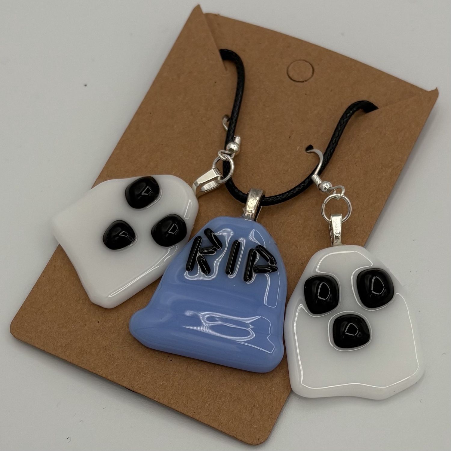 Mallory Miller, Fused Glass Jewelry Set, Headstone Ghosts