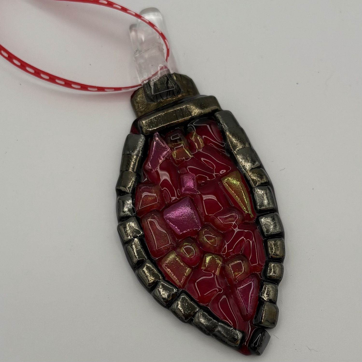 Mallory Miller, Fused Glass Ornament, Red Design