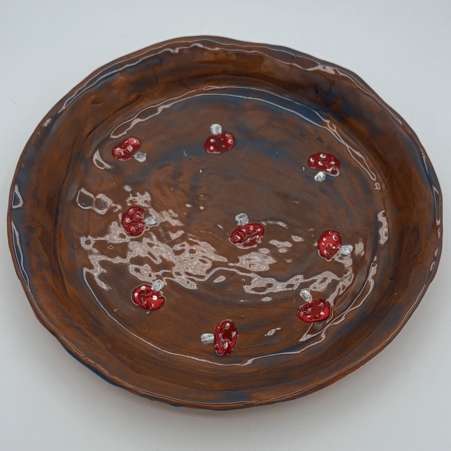 Christina Hanes, Ceramic Plate, Tiny Red Mushrooms
