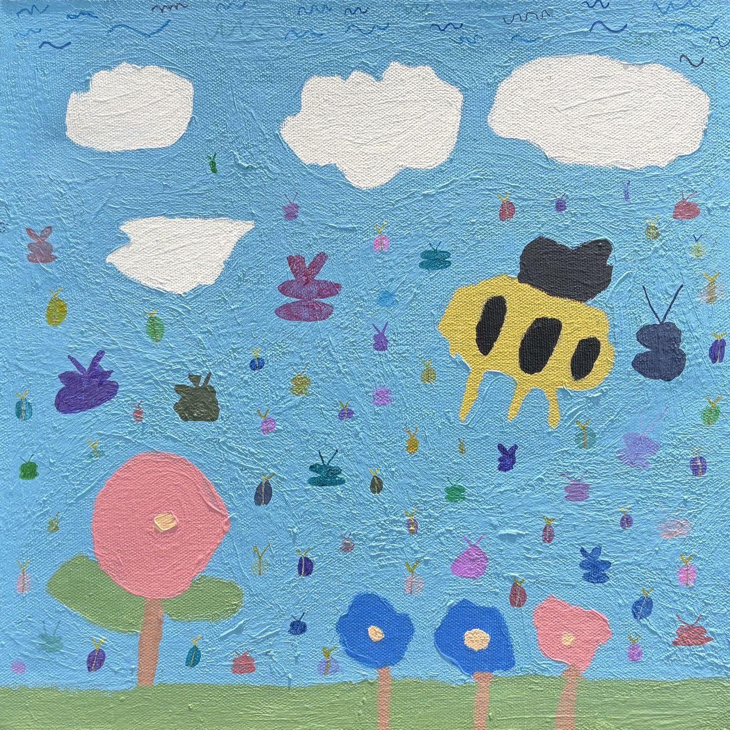 Hailey Lusk, Acrylic on Canvas, &#39;Buzz in the Air&#39;