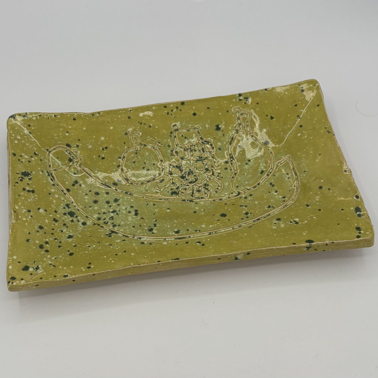 Lake Barlow, Ceramic Dish, Speckled Green Fruit