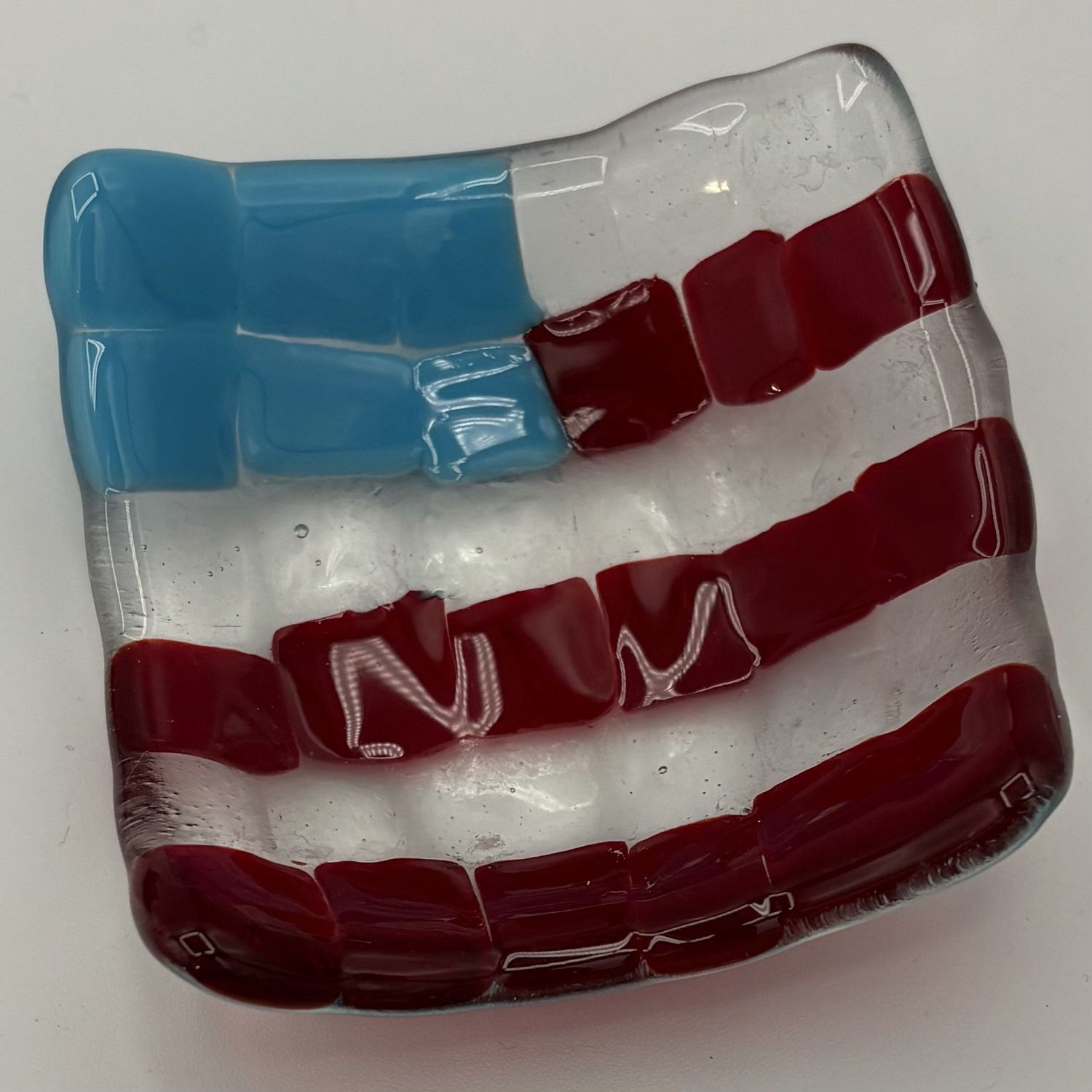 Alphonso Rowe, Fused Glass Ring Dish, American Flag