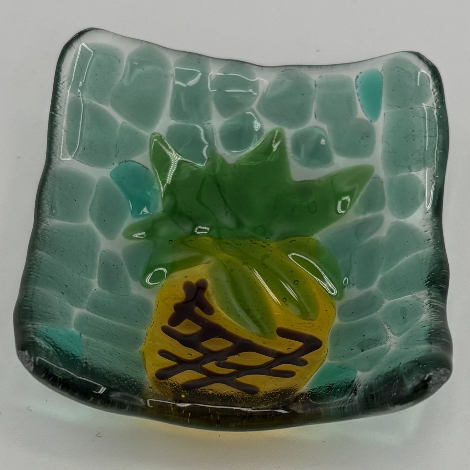 Duane Sparks, Fused Glass Ring Dish, Pineapple