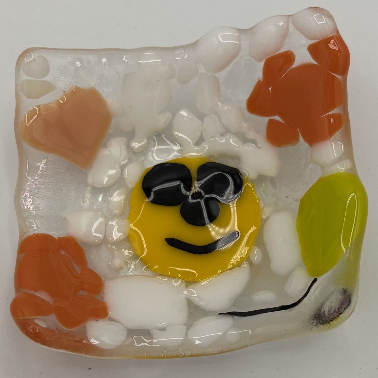 Annie Baxter, Fused Glass Ring Dish, Happy Face