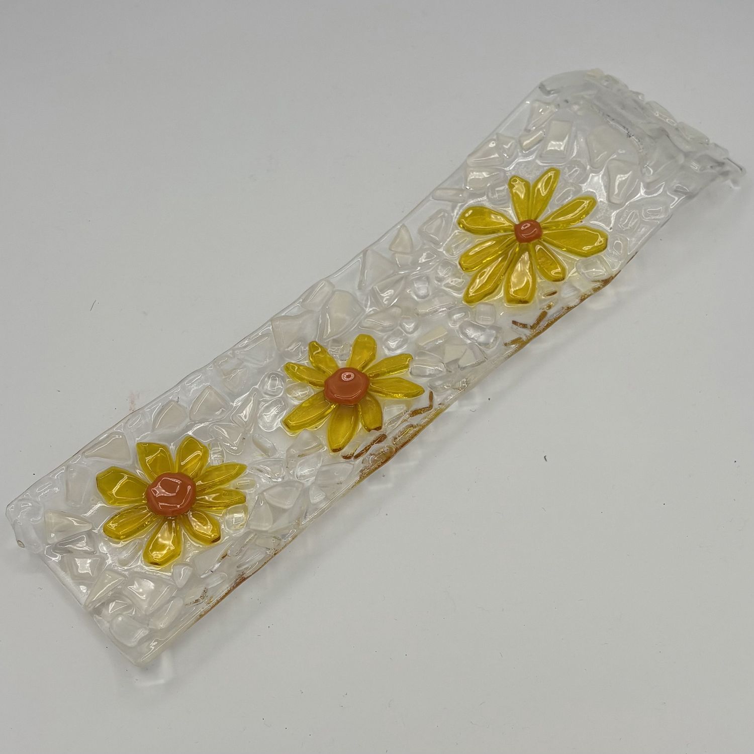 Duane Sparks, Fused Glass Incense Holder, Yellow Flowers