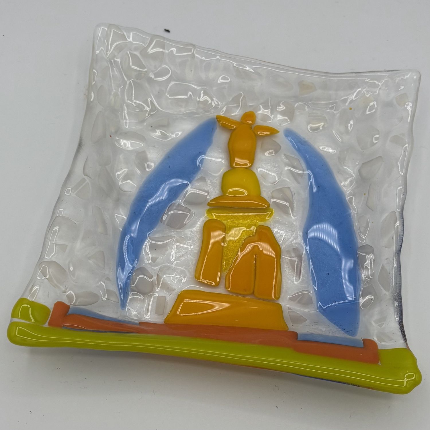 Keyontae Holbrooks, Fused Glass Dish, Golden Fountain
