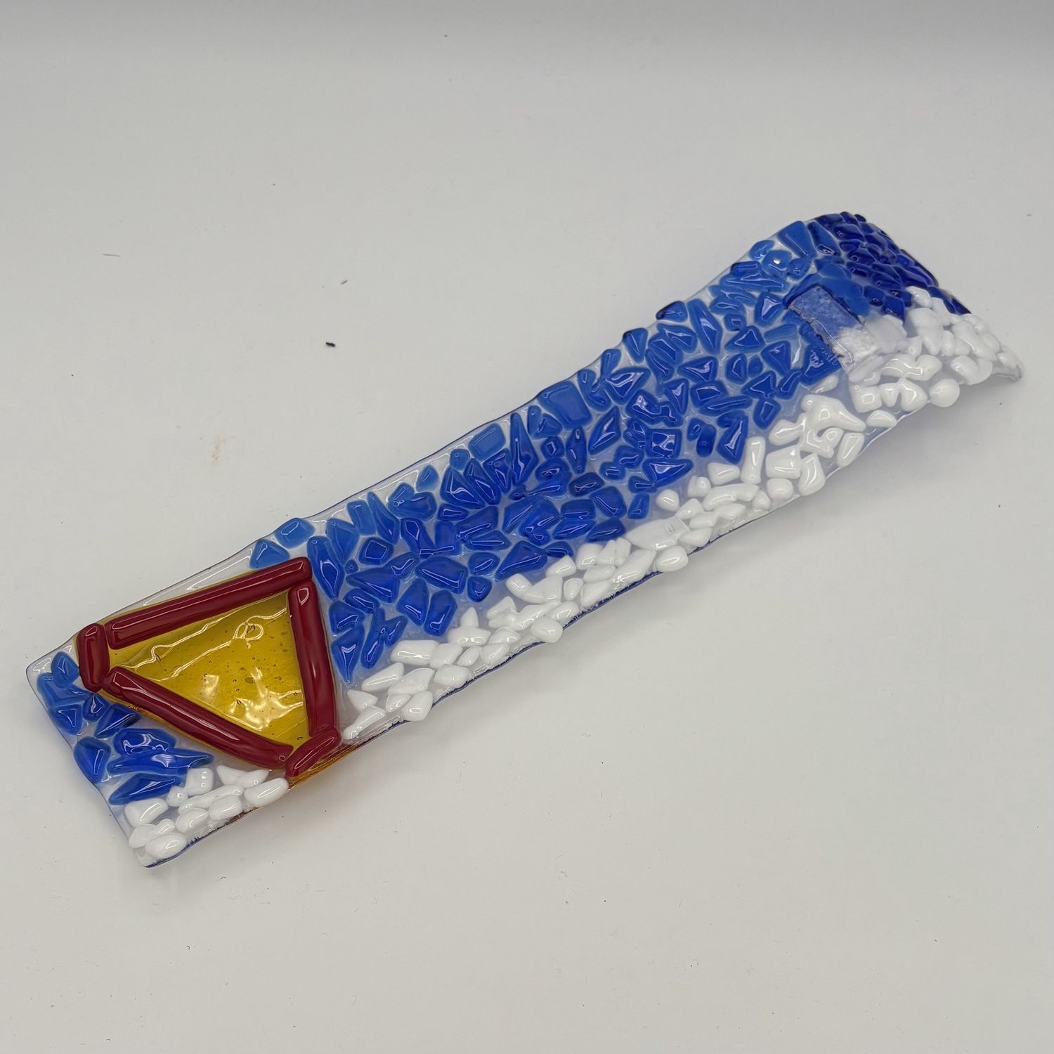 Mary Phifer, Fused Glass Incense Holder, Red Superhero Symbol