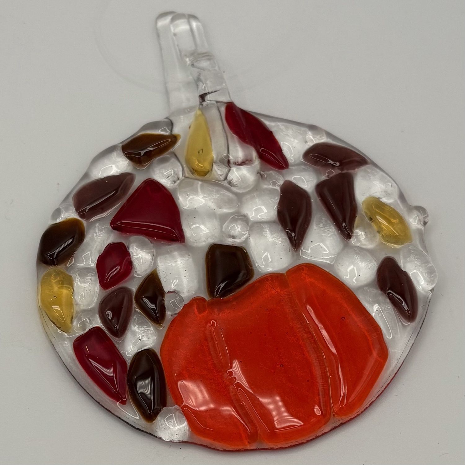 Saul Ray, Fused Glass Suncatcher, Fall Pumpkin