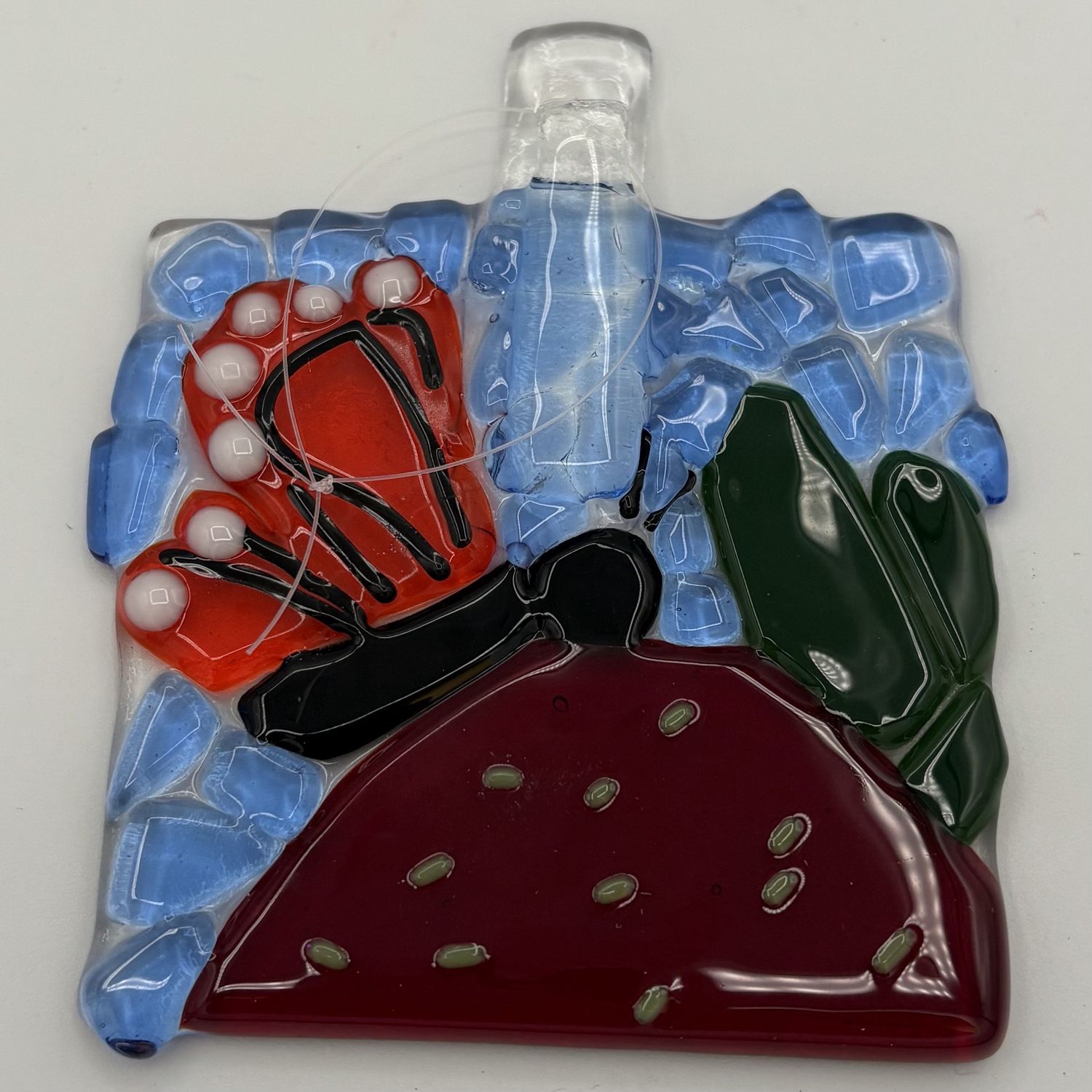 Kathryn Feldmann, Fused Glass Suncatcher, Strawberry Loving Butterfly