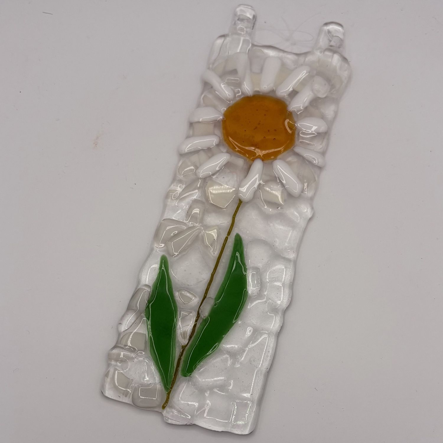 Jody Mann, Fused Glass Suncatcher, White and Yellow Flower