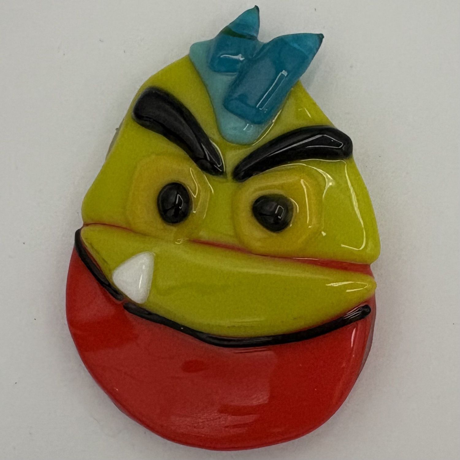 Annie Baxter, Fused Glass Magnet, Green and Orange Creature