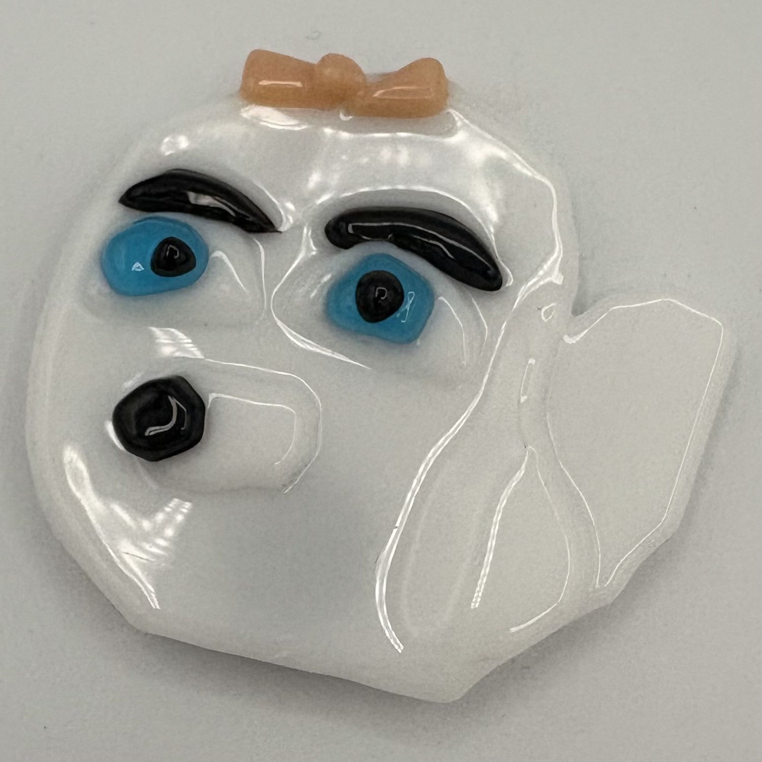 Mary Phifer, Fused Glass Magnet, White Pomeranian in Pink Bow