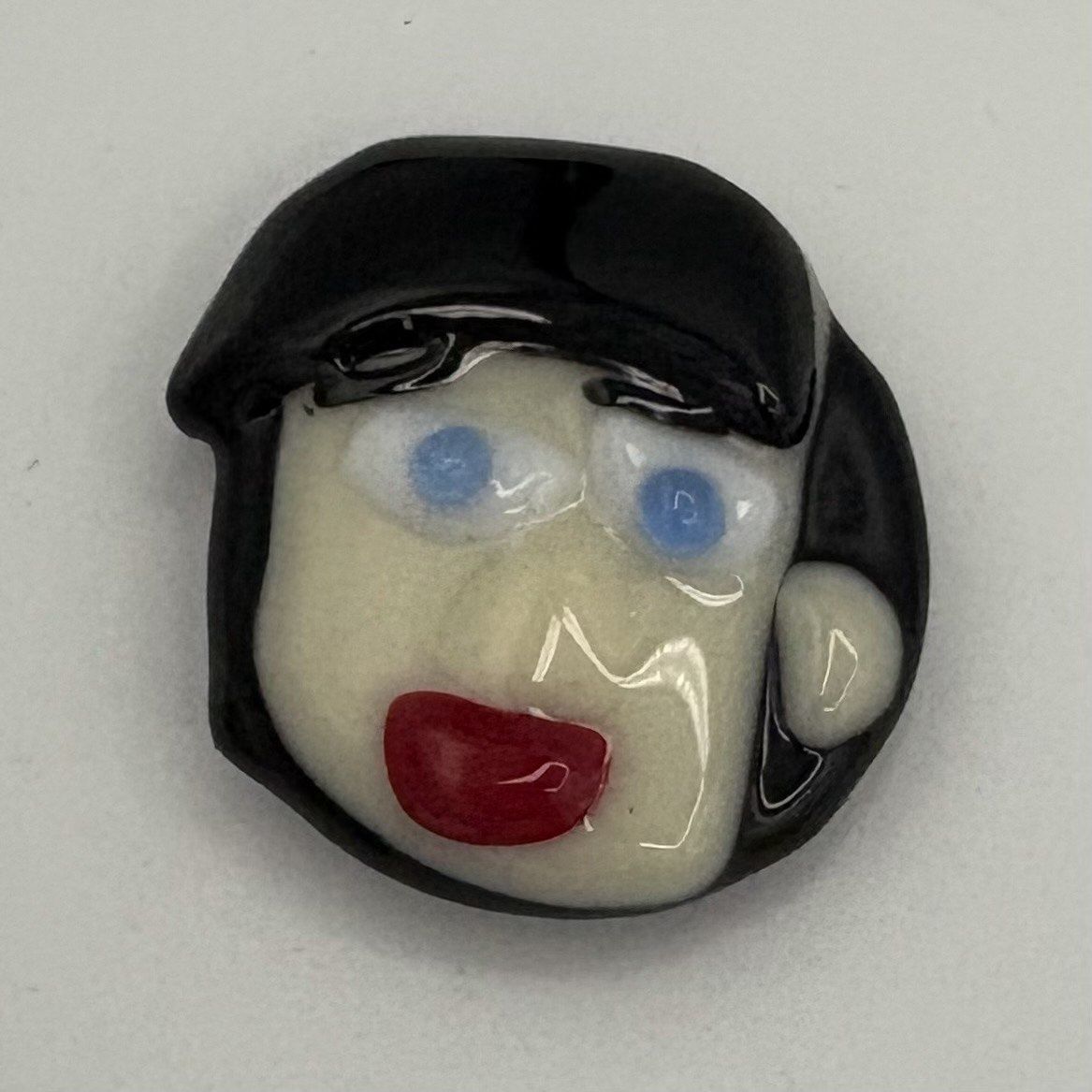 Mary Phifer, Fused Glass Magnet, Black-Haired Character with Blue Eyes
