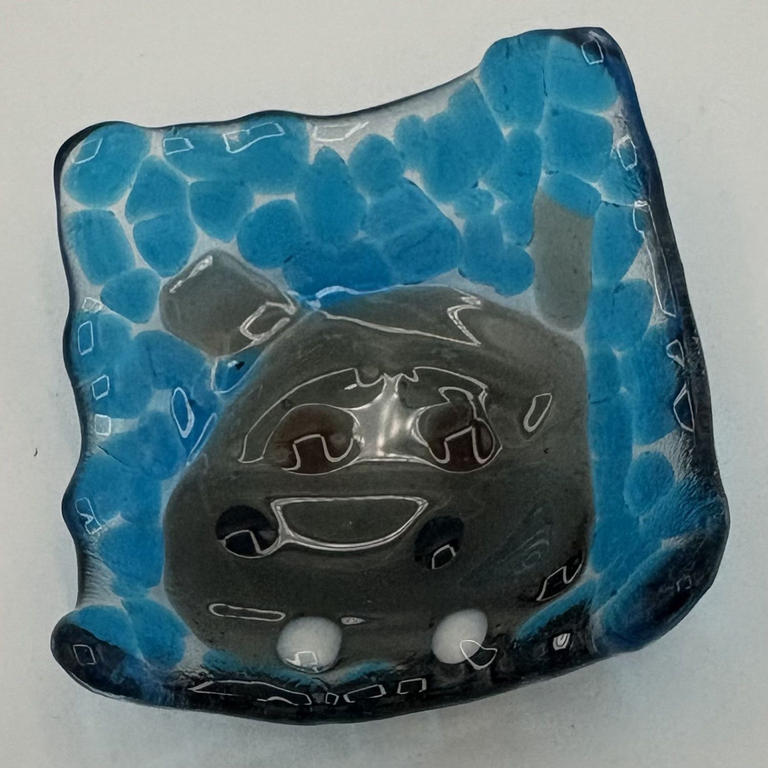 Evan Pohlman, Fused Glass Ring Dish, Grey Hippo