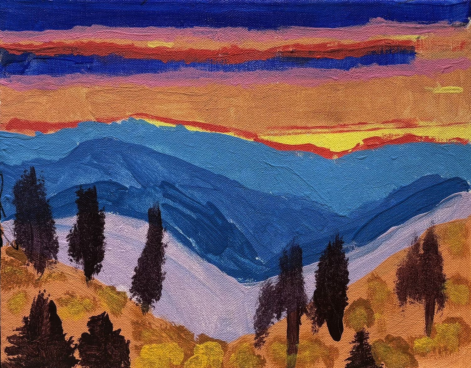 Chris Ryan, Acrylic on Canvas, &#39;Sunset over the Mountains&#39;